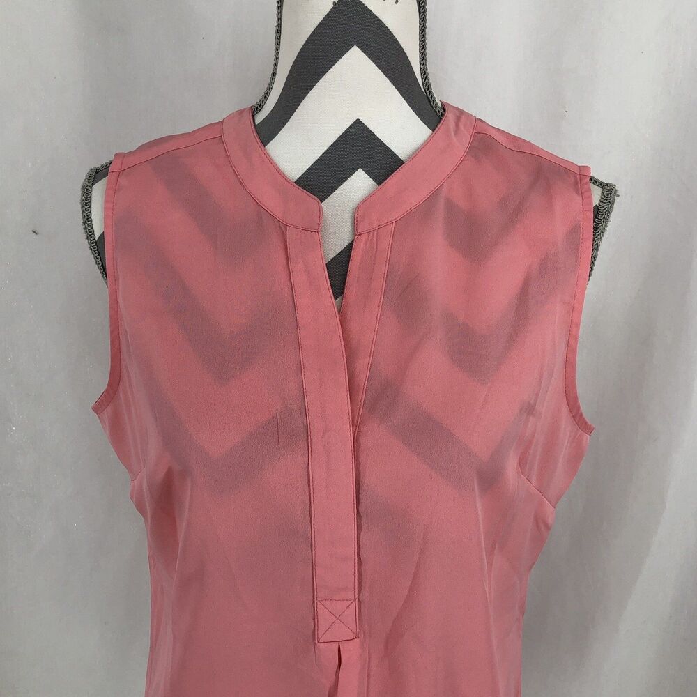 Antilia Femme Coral Sleeveless Button Split Neck Tunic Blouse Medium NWT